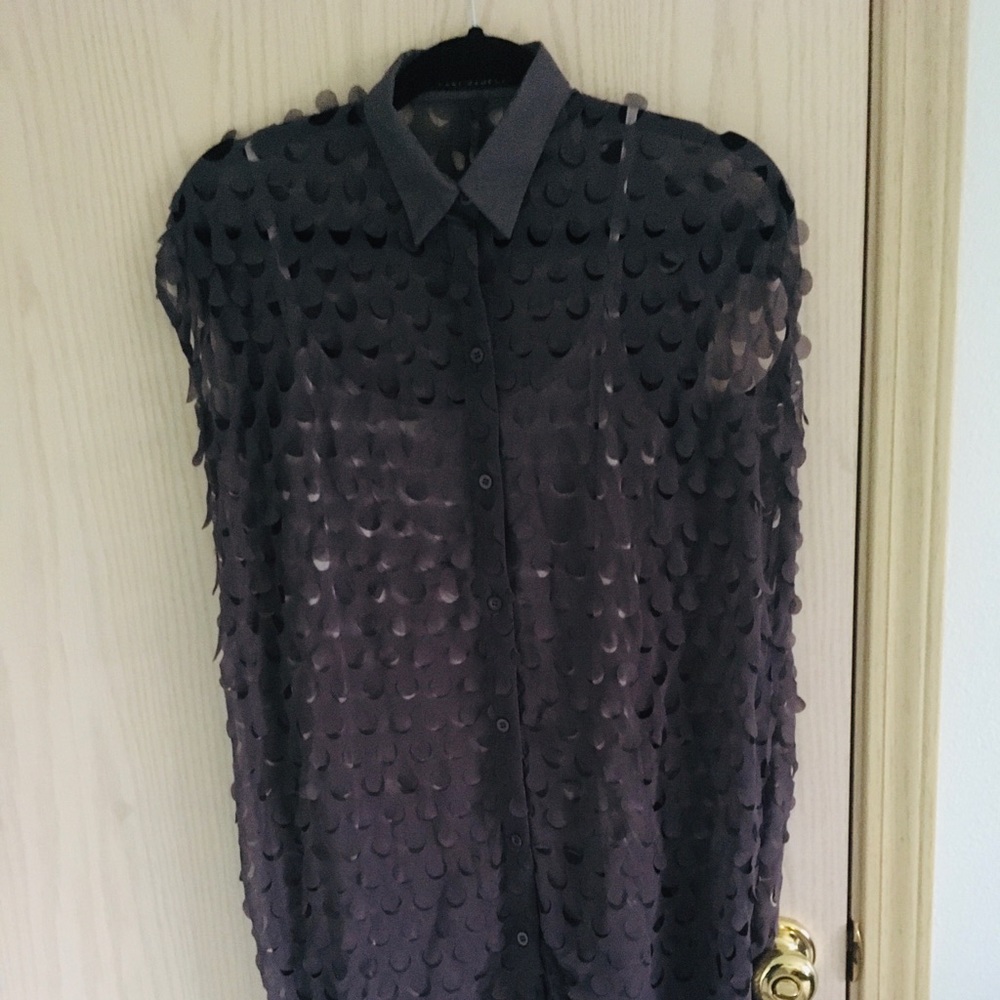 Japanese Fashion Gray Cutout Sheer Shirt Dress S/M